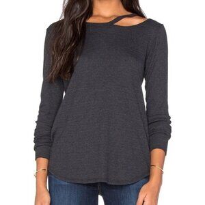 LNA Waffle Long Sleeve Desert Crew Top Cut out Long sleeve Black Size XS